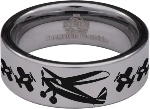 Tungsten Carbide Aviation Ring Wedding Band Anniversary Ring for Men and Women 8mm