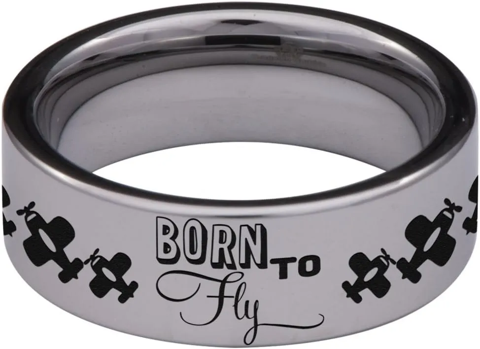 Tungsten Carbide Aviation Ring Wedding Band Anniversary Ring for Men and Women 8mm