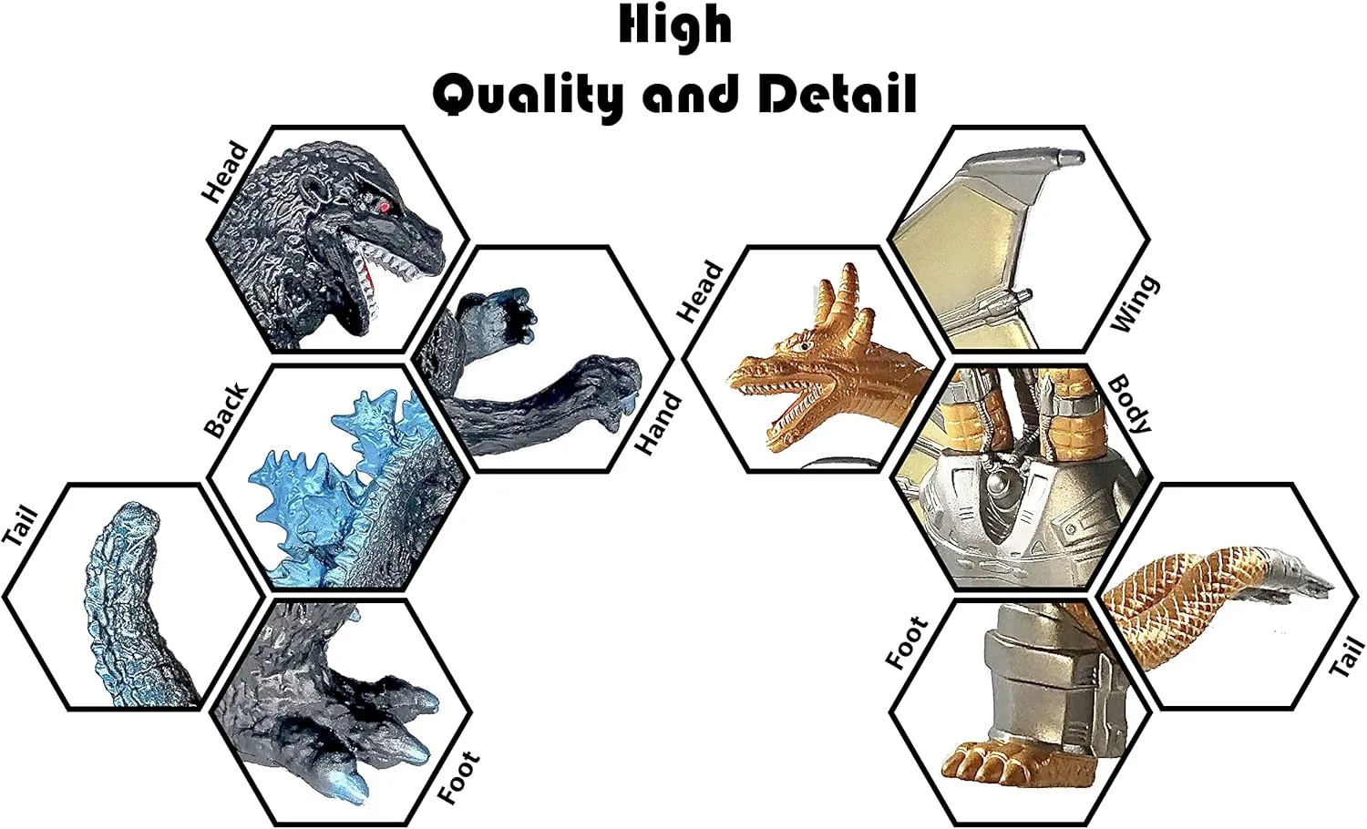 TwCare Set of 2 Mecha King Ghidorah vs 1954 65th Anniversary vs Heisei Era Classic Godzilla Toy, 2021 Movable Joints Action Movie Series Soft Vinyl, Carry Bag