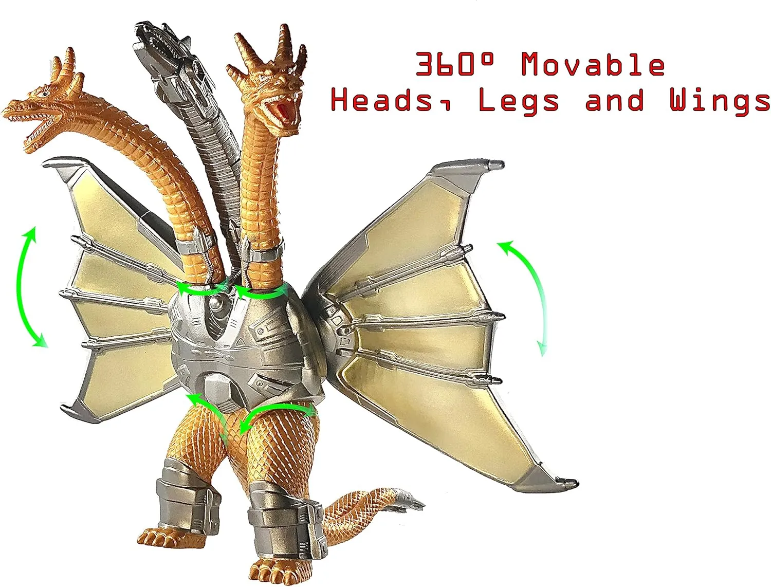 TwCare Set of 2 Mecha King Ghidorah vs 1954 65th Anniversary vs Heisei Era Classic Godzilla Toy, 2021 Movable Joints Action Movie Series Soft Vinyl, Carry Bag