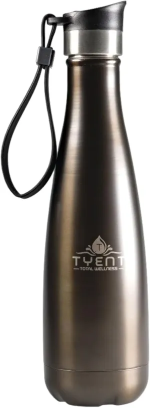 TYENT - Contemporary Drinkware - Insulated Stainless Steel Bottles - Dual Walls - Easy-Sip Cap - Beverages stay Hot or Cold 24 Hours - BPA-Free - Earth-Friendly Reusability - 750ml - Titanium