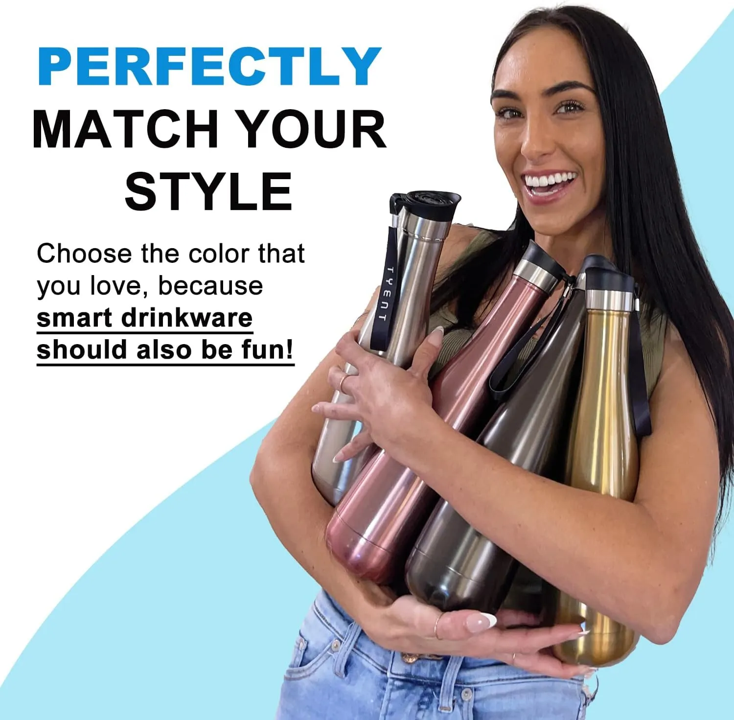TYENT - Contemporary Drinkware - Insulated Stainless Steel Bottles - Dual Walls - Easy-Sip Cap - Beverages stay Hot or Cold 24 Hours - BPA-Free - Earth-Friendly Reusability - 750ml - Titanium