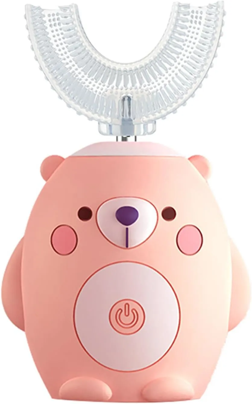 U-Shape Ultrasonic Kids Electric Toothbrush,Automatic Toothbrush with Three Gear Speed Clearning Mode,Cartoon Modeling for Child Toddlers (7/8-15 years, Pink)