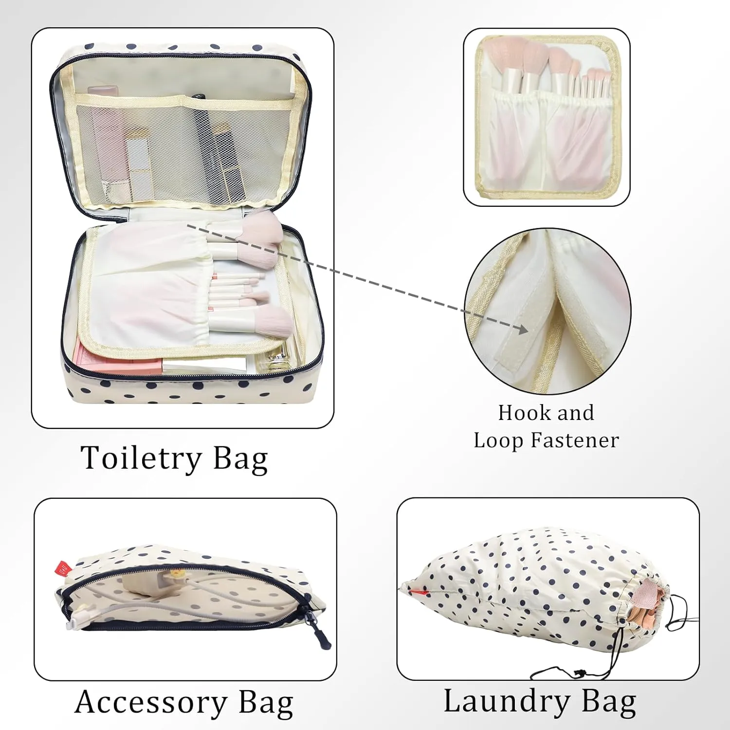 U U 8 Set Compression Packing Cubes - Ultralight Travel Organizers with Laundry Bag and Cosmetic Bag, Space-Saving Suitcase Organizer for Travel, Business Trip and Family Vacation (Polka Dot)