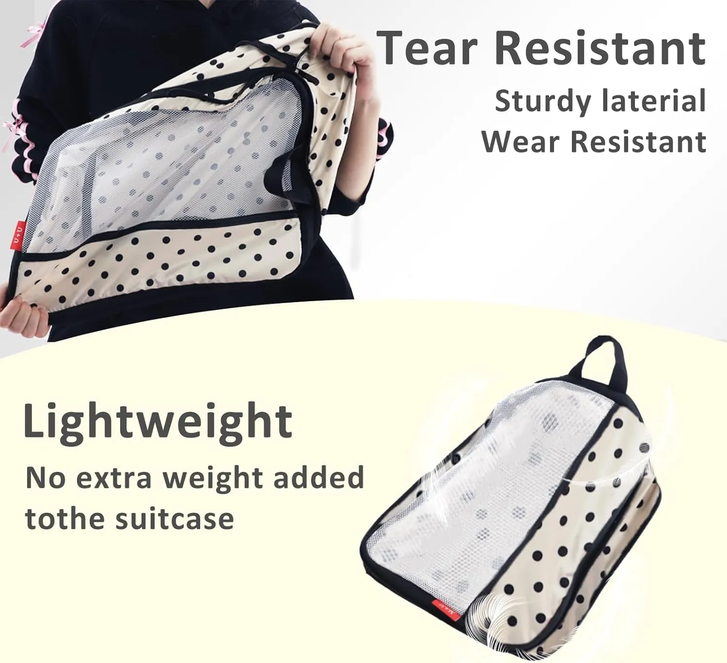 U U 8 Set Compression Packing Cubes - Ultralight Travel Organizers with Laundry Bag and Cosmetic Bag, Space-Saving Suitcase Organizer for Travel, Business Trip and Family Vacation (Polka Dot)