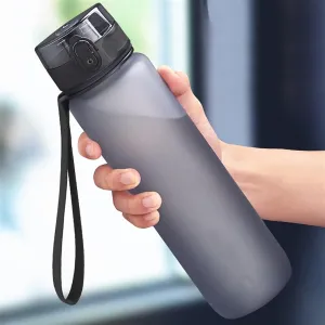 Uamtuce Sports Water Bottle BPA Free 500/1000ml Frosted Plastic Leakproof Shaker Tea Filter Cup for Outdoor Travel Gym(0.35L,Gray)