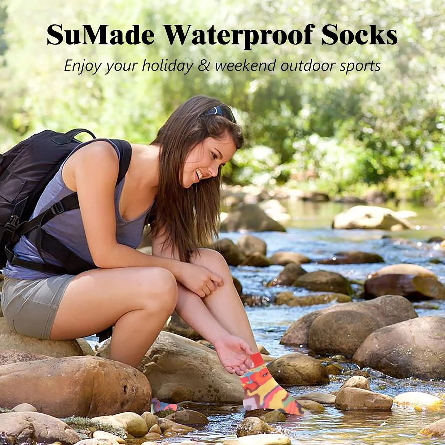Ultra Thin Waterproof Crew Ankle Socks, Unisex Hiking Kayaking 1 Pair