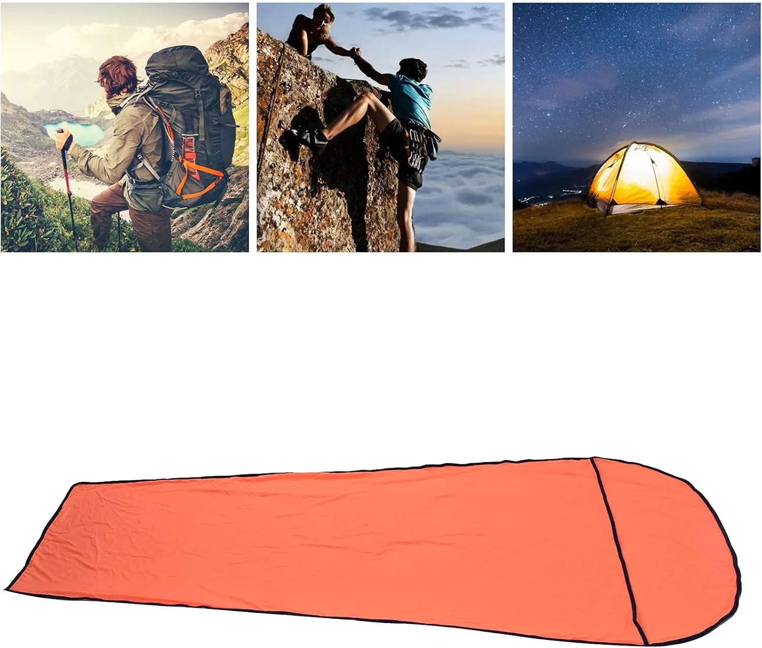 Ultralight Multifunctional Sleeping Bag Liner, Elastic and Breathable for Camping, Hiking, Backpacking, with Storage Bag, Skin Friendly Polyester Fabric, Unfolded Size 78.7x31.5in