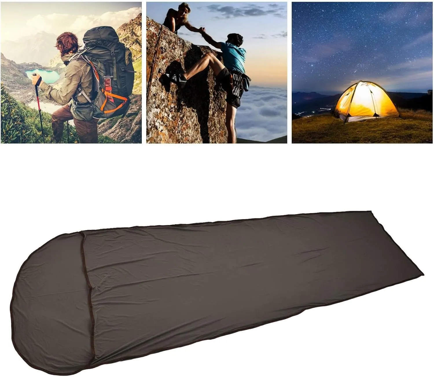 Ultralight Sleeping Bag Liner, Ultralight Portable Travel Sheets, Multifunctional Elastic Sleeping for Backpacking, Hotel, Camping