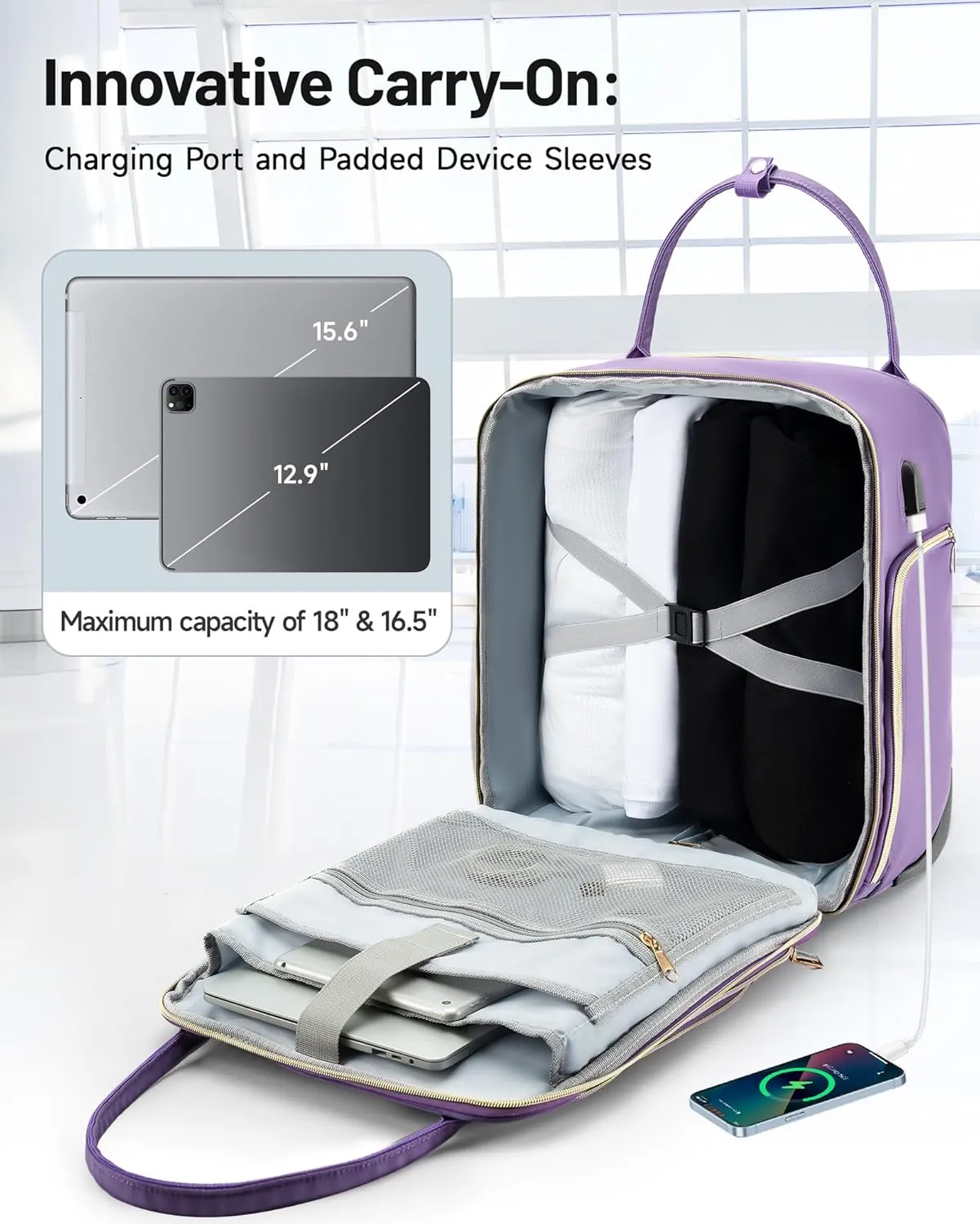 Under Seat Luggage with Wheels for Women Men, Airline Approved Underseat Carry on Luggage for Airplanes, Small Personal Item Travel Bag for Short Trip