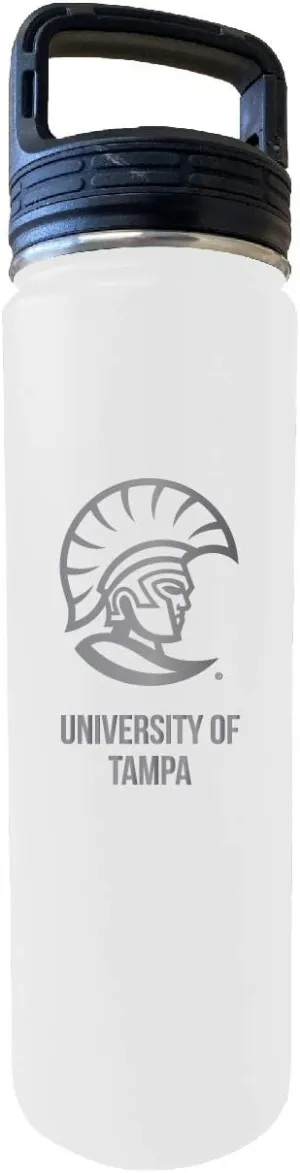 University of Tampa Spartans 32 Oz Engraved White Insulated Double Wall Stainless Steel Water Bottle Tumbler Officially Licensed Collegiate Product