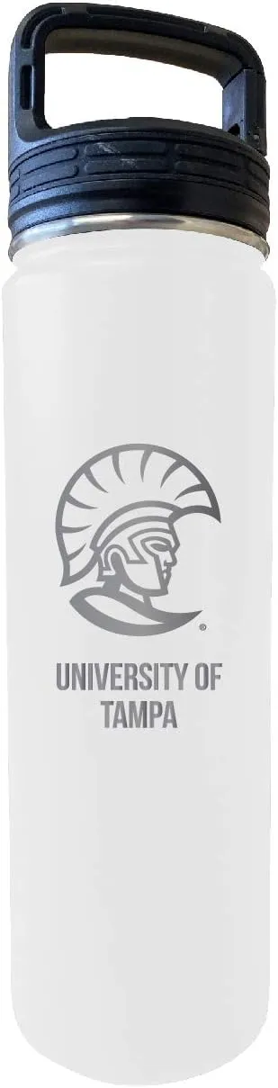 University of Tampa Spartans 32 Oz Engraved White Insulated Double Wall Stainless Steel Water Bottle Tumbler Officially Licensed Collegiate Product