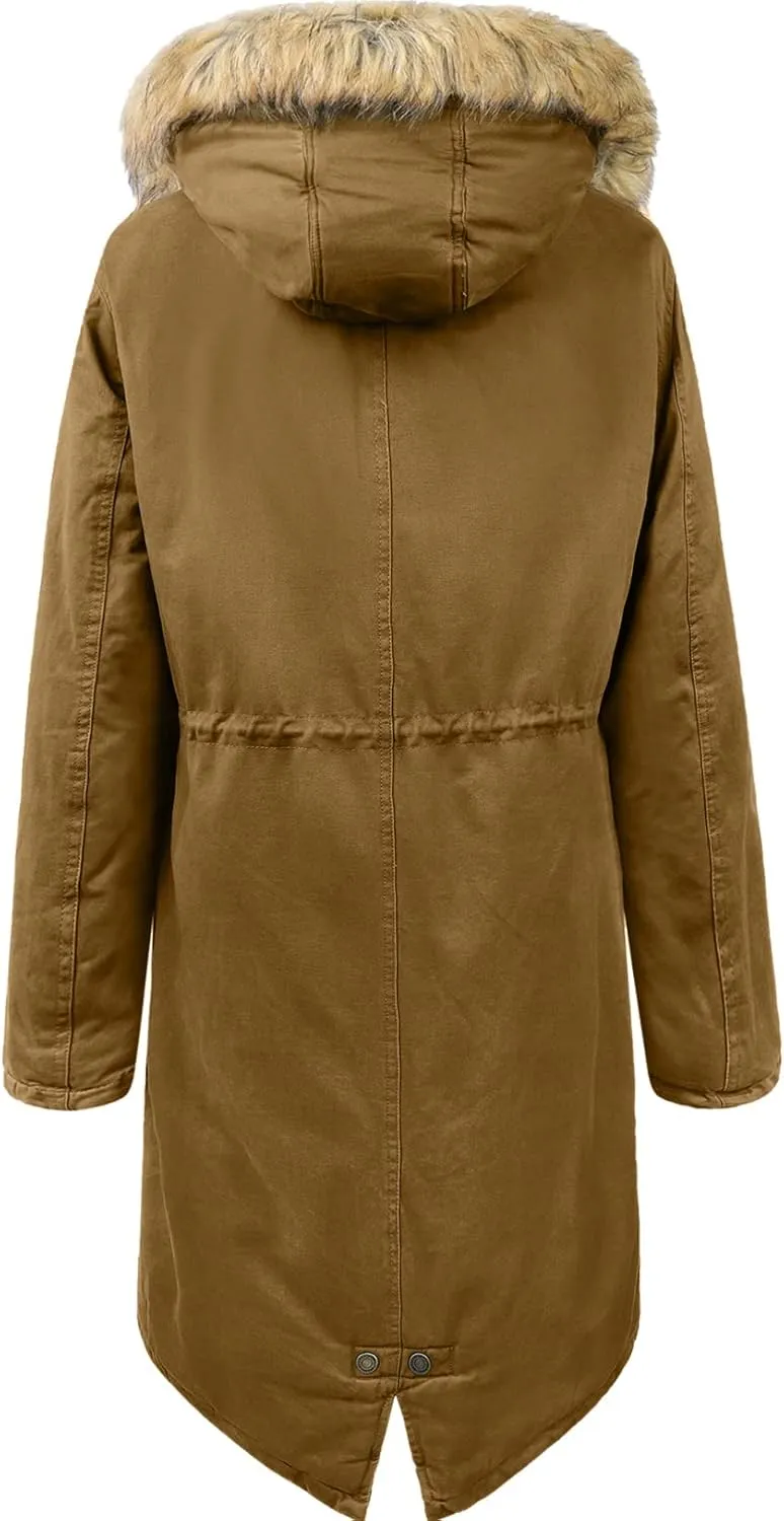 Uoiuxc Women's Hooded Winter Coat Warm Fleeced Lined Parka Long Jackets