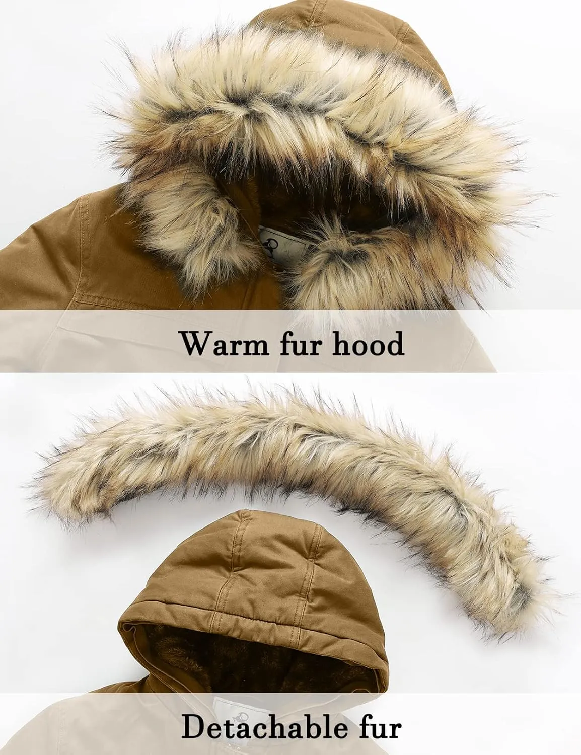 Uoiuxc Women's Hooded Winter Coat Warm Fleeced Lined Parka Long Jackets
