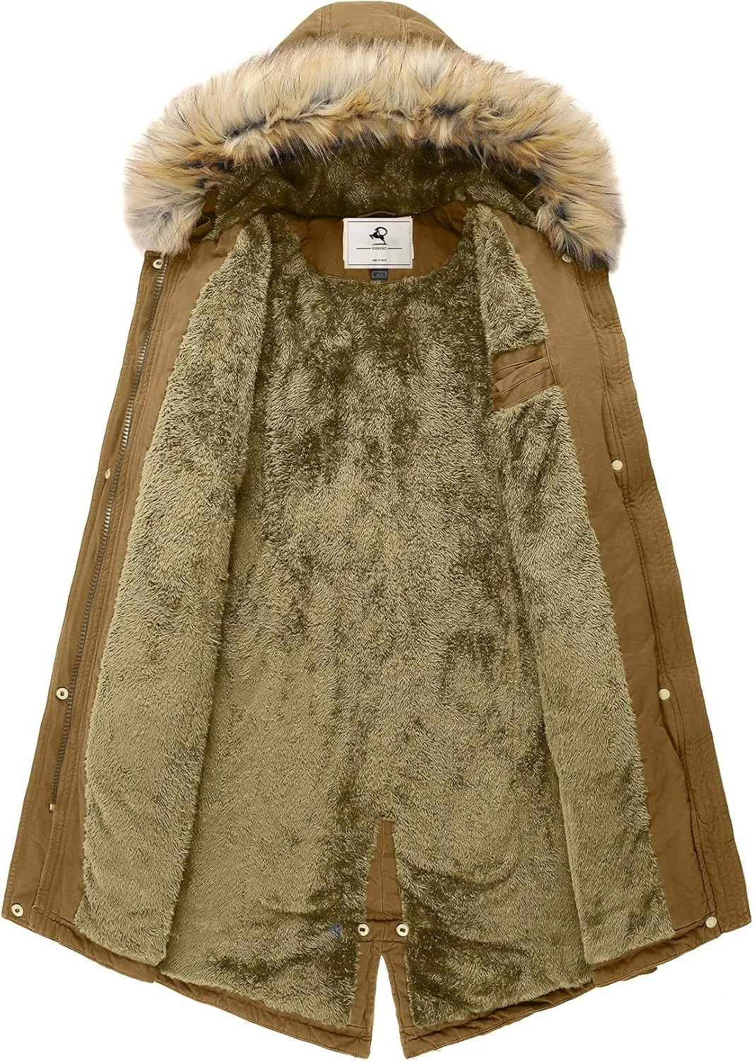 Uoiuxc Women's Hooded Winter Coat Warm Fleeced Lined Parka Long Jackets
