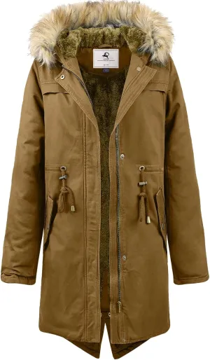 Uoiuxc Women's Hooded Winter Coat Warm Fleeced Lined Parka Long Jackets