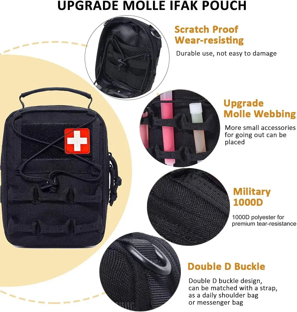 Upgrade 1000D Molle First Aid Pouch for Tactical Belt Vest Backpack, Small Tactical Medical EMT Pouch Bag Only