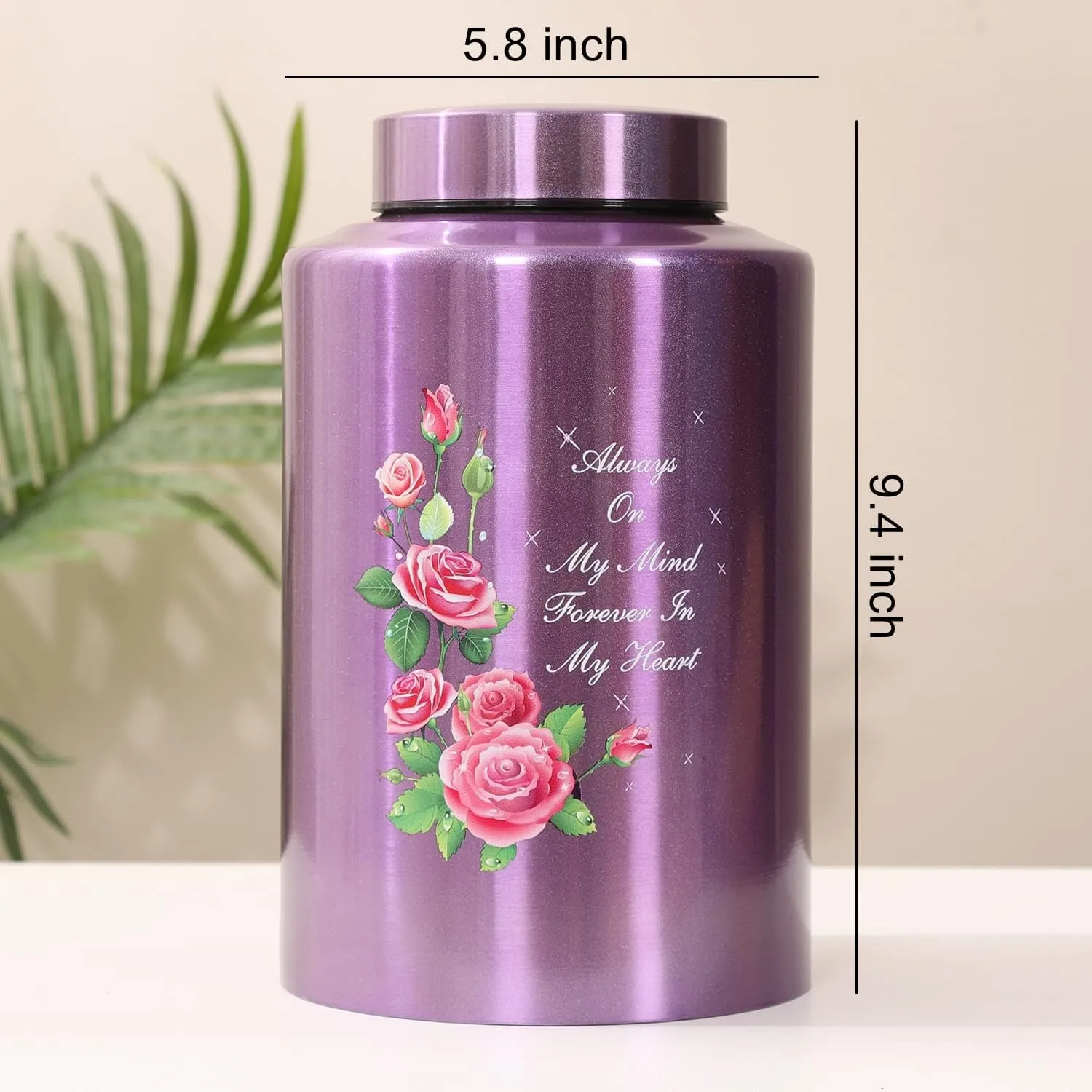 Urns for Human Ashes Adult Female Up to 220 lbs,Purple Flower Urn for Mom Ashes with Velvet Bag,Decorative Urns for Ashes Adult Women,Cremation urn Female (Floral, Purple)