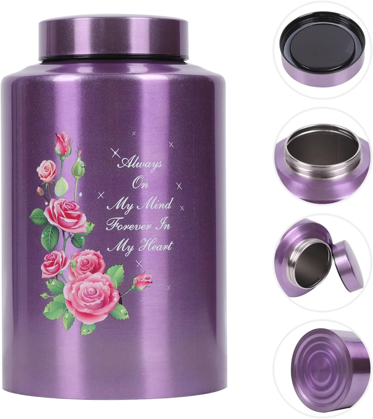 Urns for Human Ashes Adult Female Up to 220 lbs,Purple Flower Urn for Mom Ashes with Velvet Bag,Decorative Urns for Ashes Adult Women,Cremation urn Female (Floral, Purple)