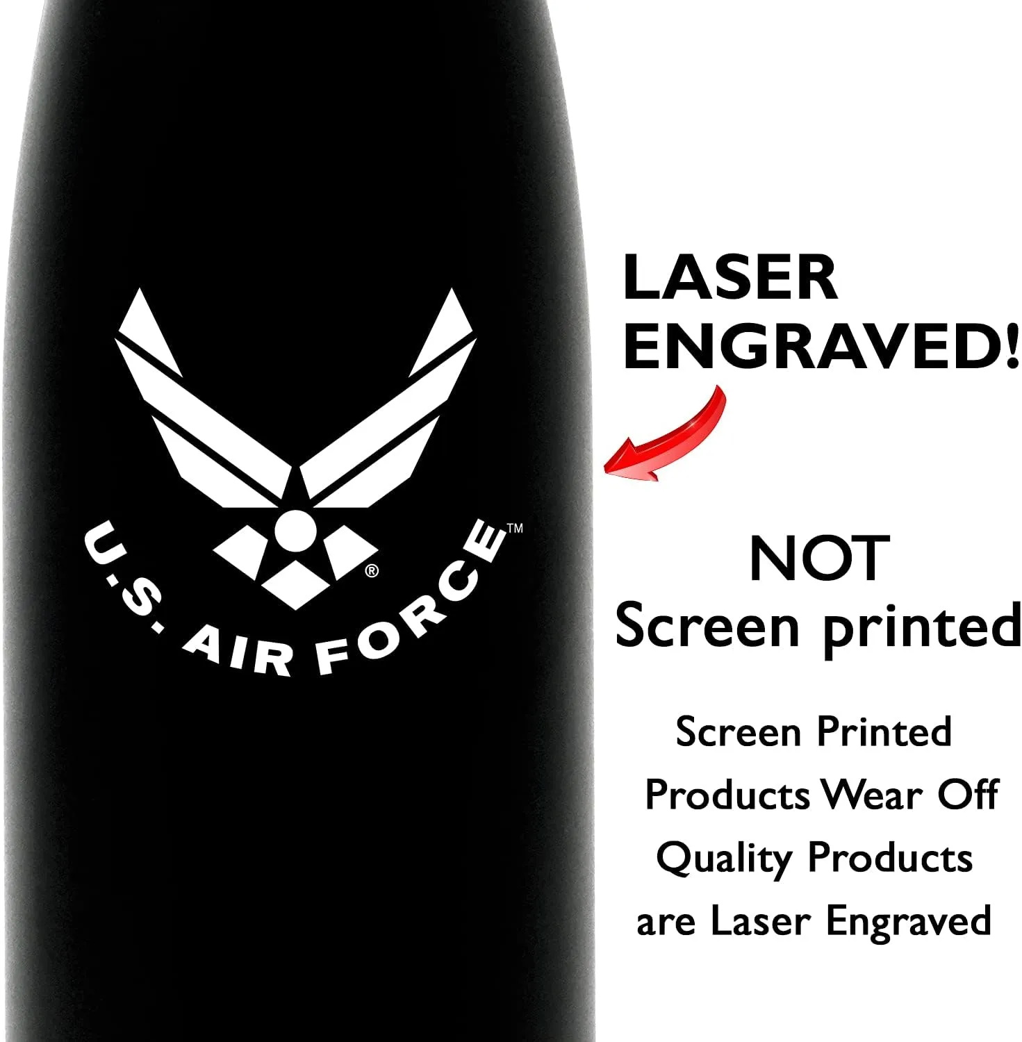 US Air Force 17oz Double Wall Vacuum Insulated Stainless Steel Airman Water Bottle - Perfect for USAF PT and Outdoor Sports