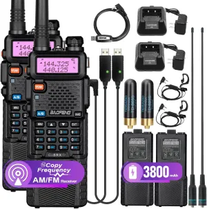 UV-5RX (Upgraded of UV-5R) Ham Radio Multi-Band, 136-174/400-520Mhz Receiving, Two Way Radio with 805s Antenna ＆ 771 Antenna (2 Pack)