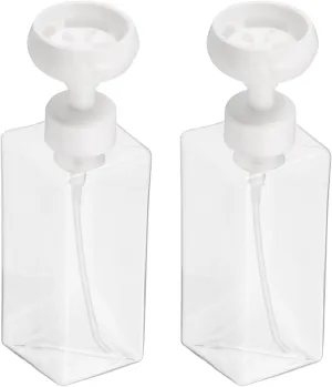 uxcell 2PCS Flower Empty Foam Pump Bottle, 650ml Travel Foam Soap Dispenser Empty Refillable Plastic Pump Bottle for Lash Shampoo, Hand Soap, Facial Lotion(9.4" Clear)
