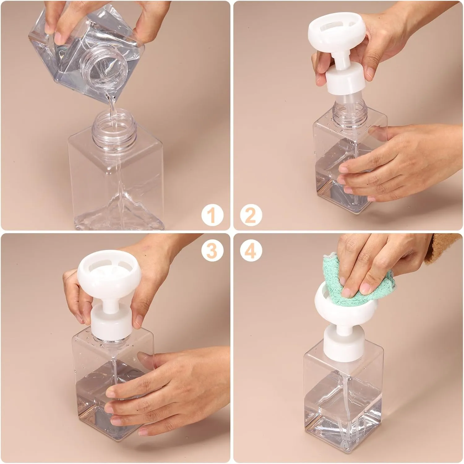 uxcell 2PCS Flower Empty Foam Pump Bottle, 650ml Travel Foam Soap Dispenser Empty Refillable Plastic Pump Bottle for Lash Shampoo, Hand Soap, Facial Lotion(9.4" Clear)
