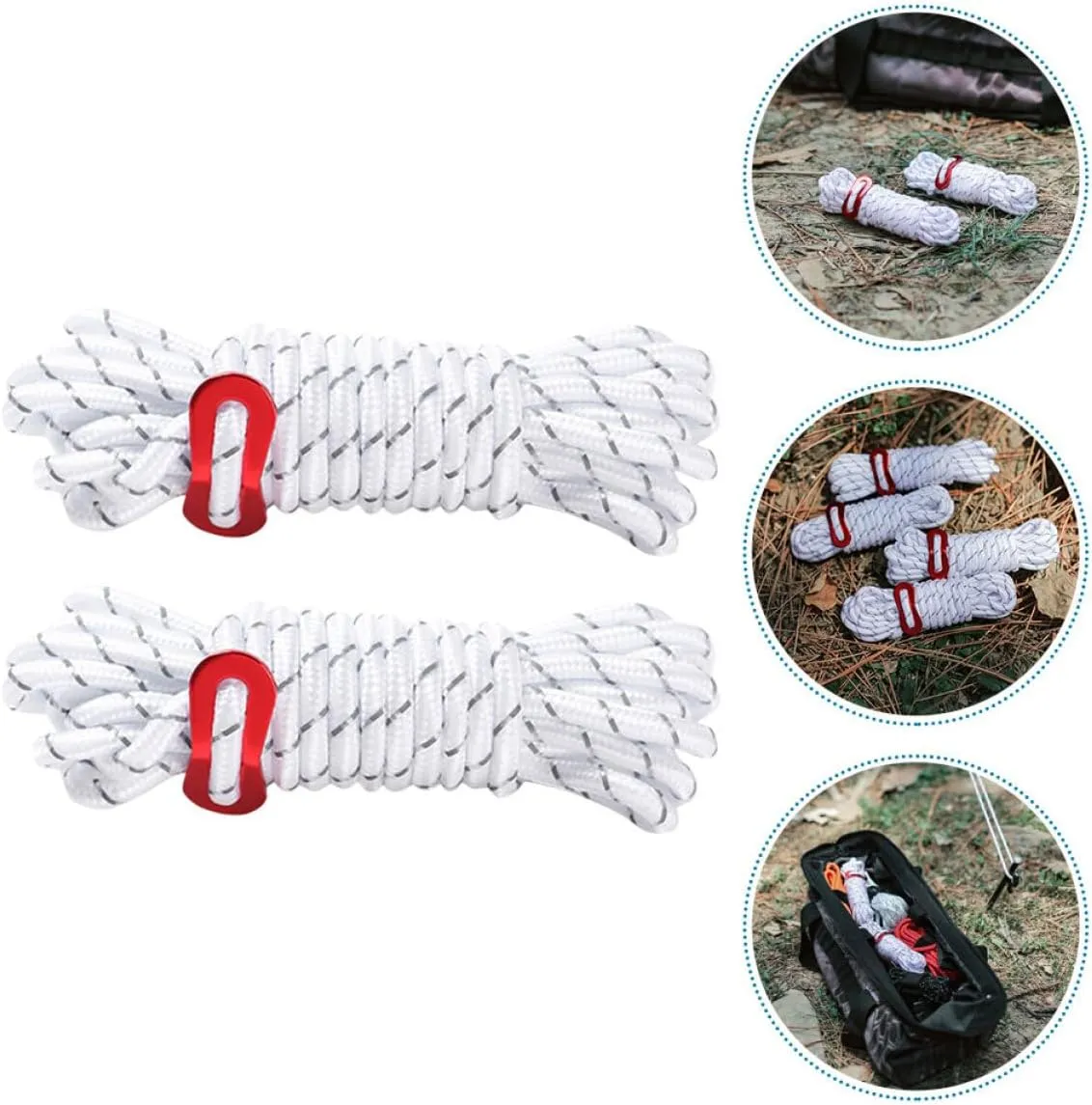 VANZACK 3sets Camping Tent Ropes Outdoor Guy Ropes with Buckles Windproof for Canopy Tents 2pcs*3