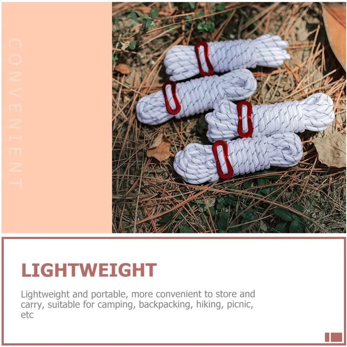 VANZACK 3sets Camping Tent Ropes Outdoor Guy Ropes with Buckles Windproof for Canopy Tents 2pcs*3