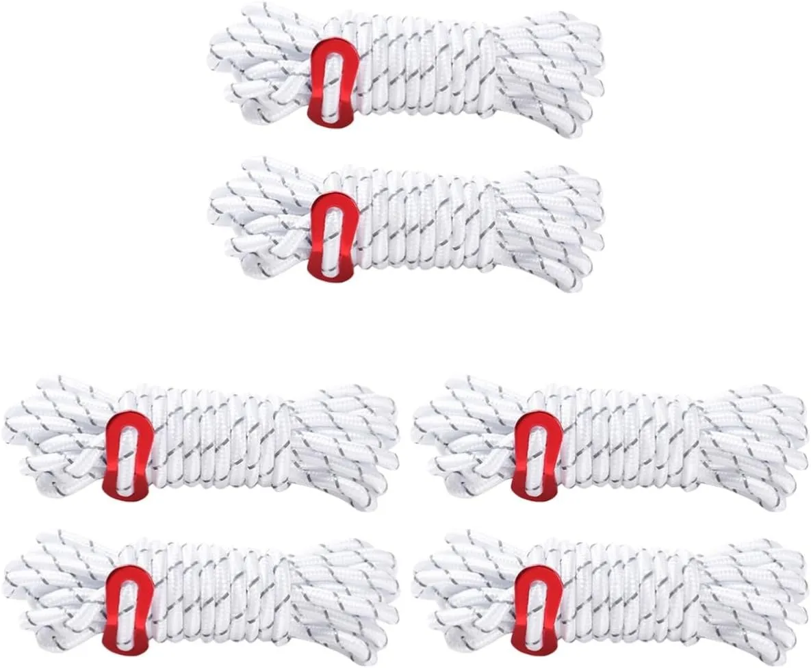 VANZACK 3sets Camping Tent Ropes Outdoor Guy Ropes with Buckles Windproof for Canopy Tents 2pcs*3