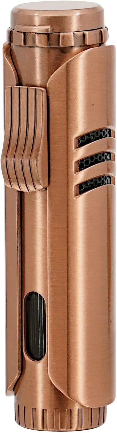 Vector Maxtech Single Flame Torch Lighter - Windproof, Refillable, Adjustable Flame, Copper Satin