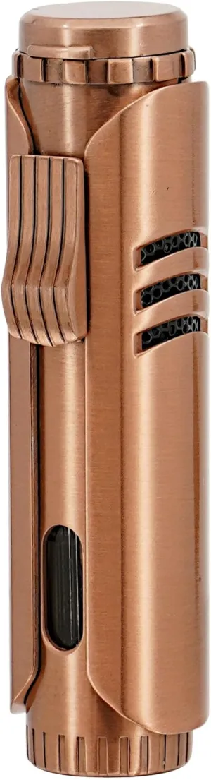 Vector Maxtech Single Flame Torch Lighter - Windproof, Refillable, Adjustable Flame, Copper Satin