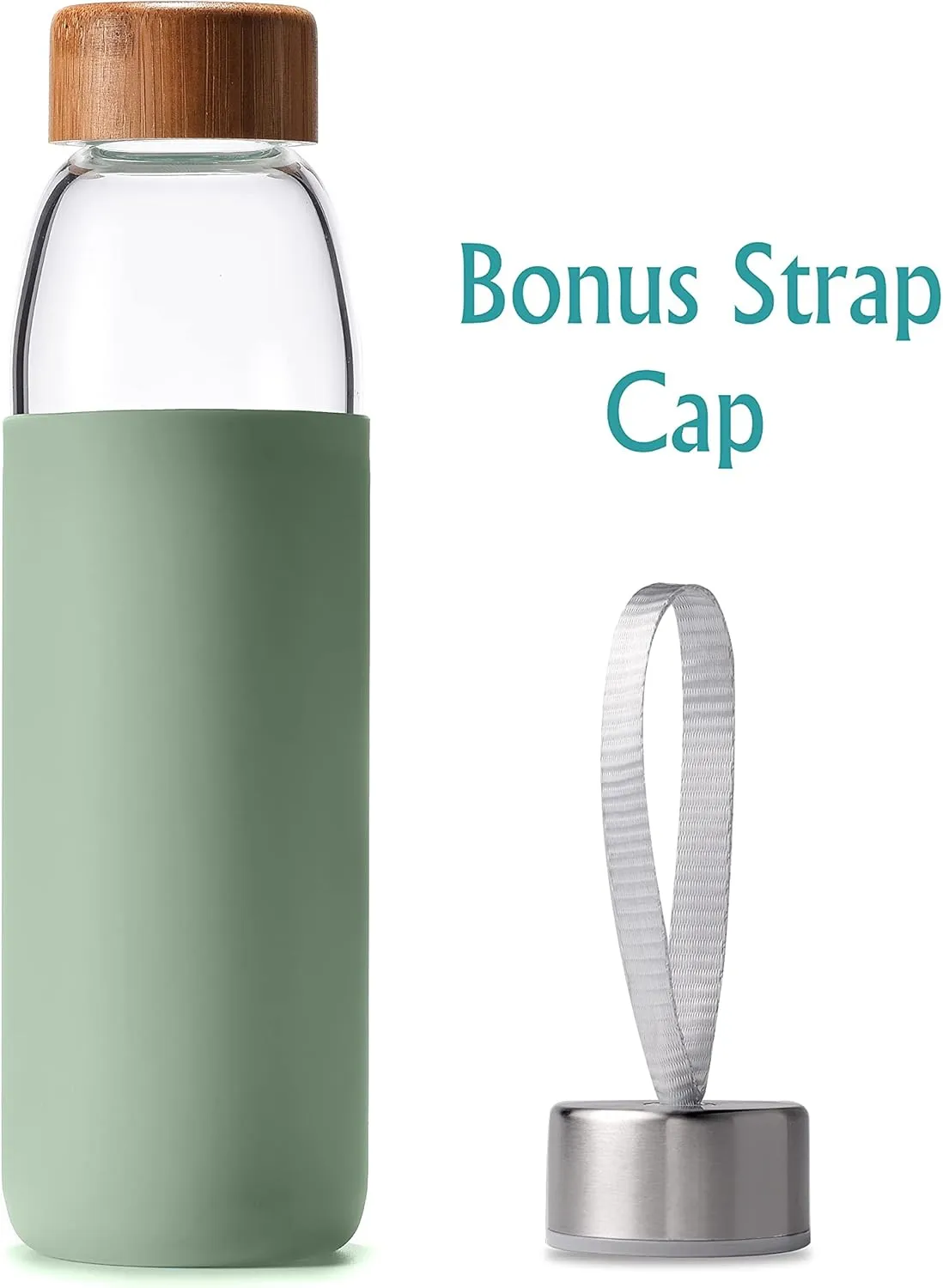 veegoal 25 Oz Borosilicate Glass Water Bottles with Bamboo Lid, BPA-FREE, Non-Slip Silicone Sleeve, and Stainless Steel Leak Proof Lid - Reusable Glass Bottle for Men and Women