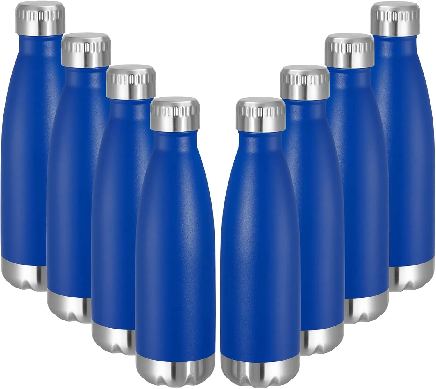 VEGOND 17oz Stainless Steel Water Bottles Bulk, Reusable Metal Sports Water Bottle Keeps Drink Hot and Cold, BPA Free Double Wall Vacuum Cola Shape Insulated Water Bottles for Camping Gym, 8 Pack