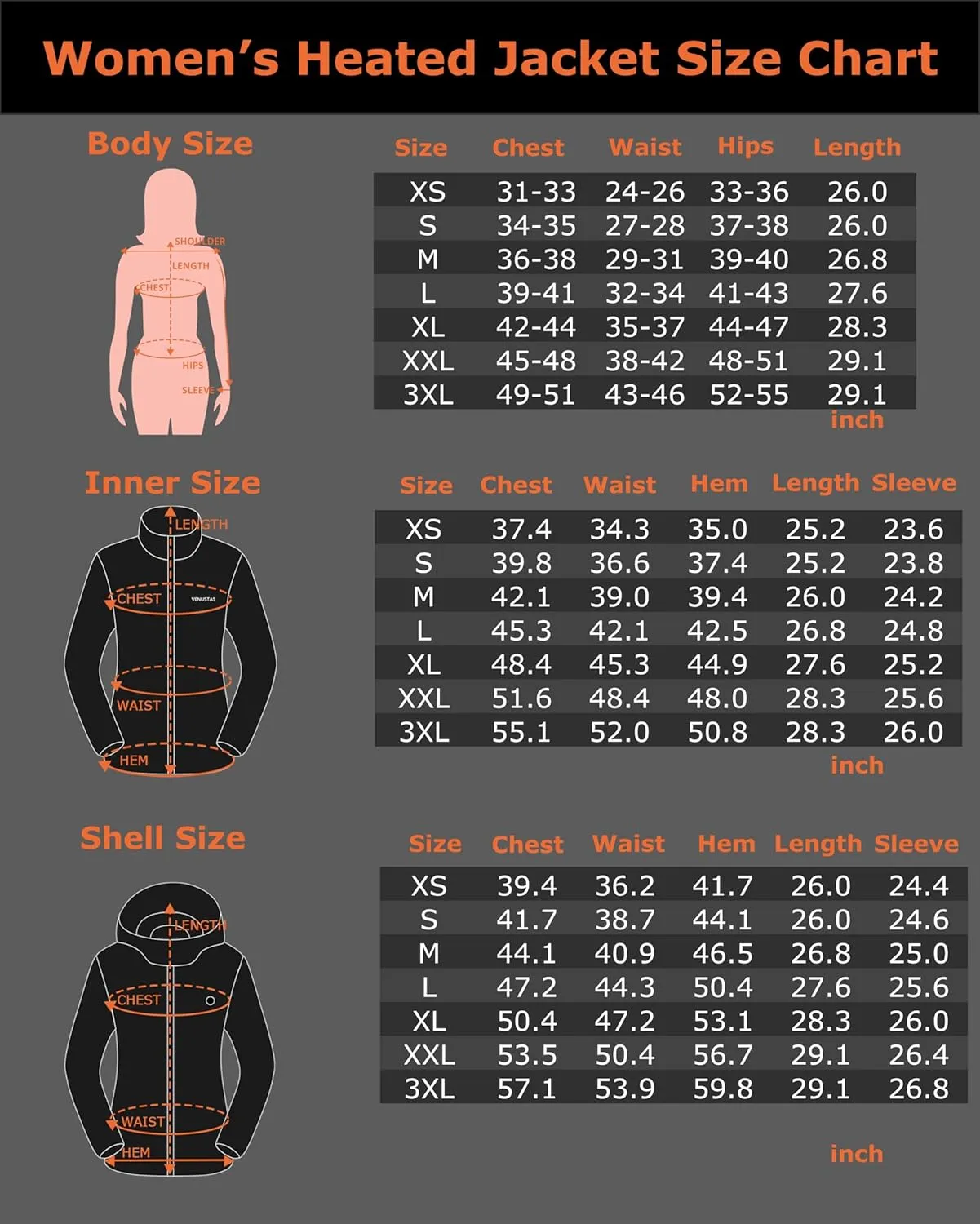 Venustas Women’s 3-in-1 Heated Jacket with Battery, Waterproof Jacket with Hood for Skiing