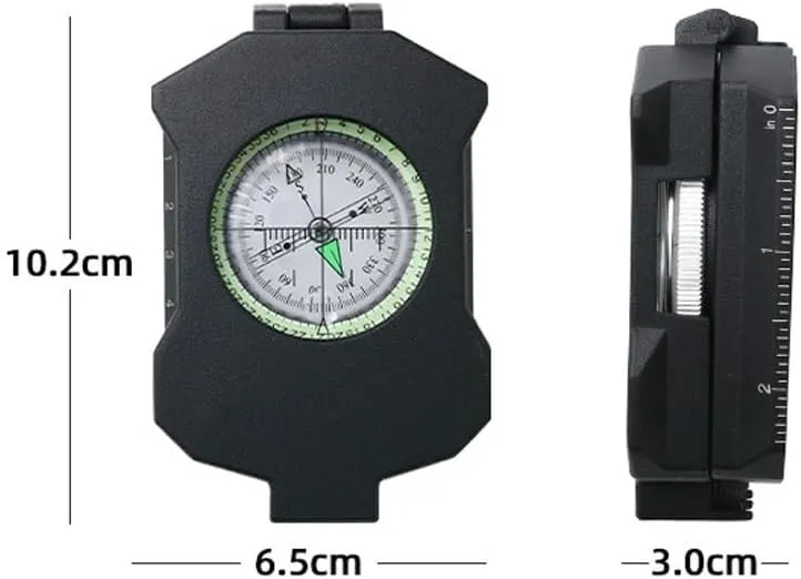 Versatile Metal Compass with Glow-in-The-dark Outdoor Gear with Inclinometer