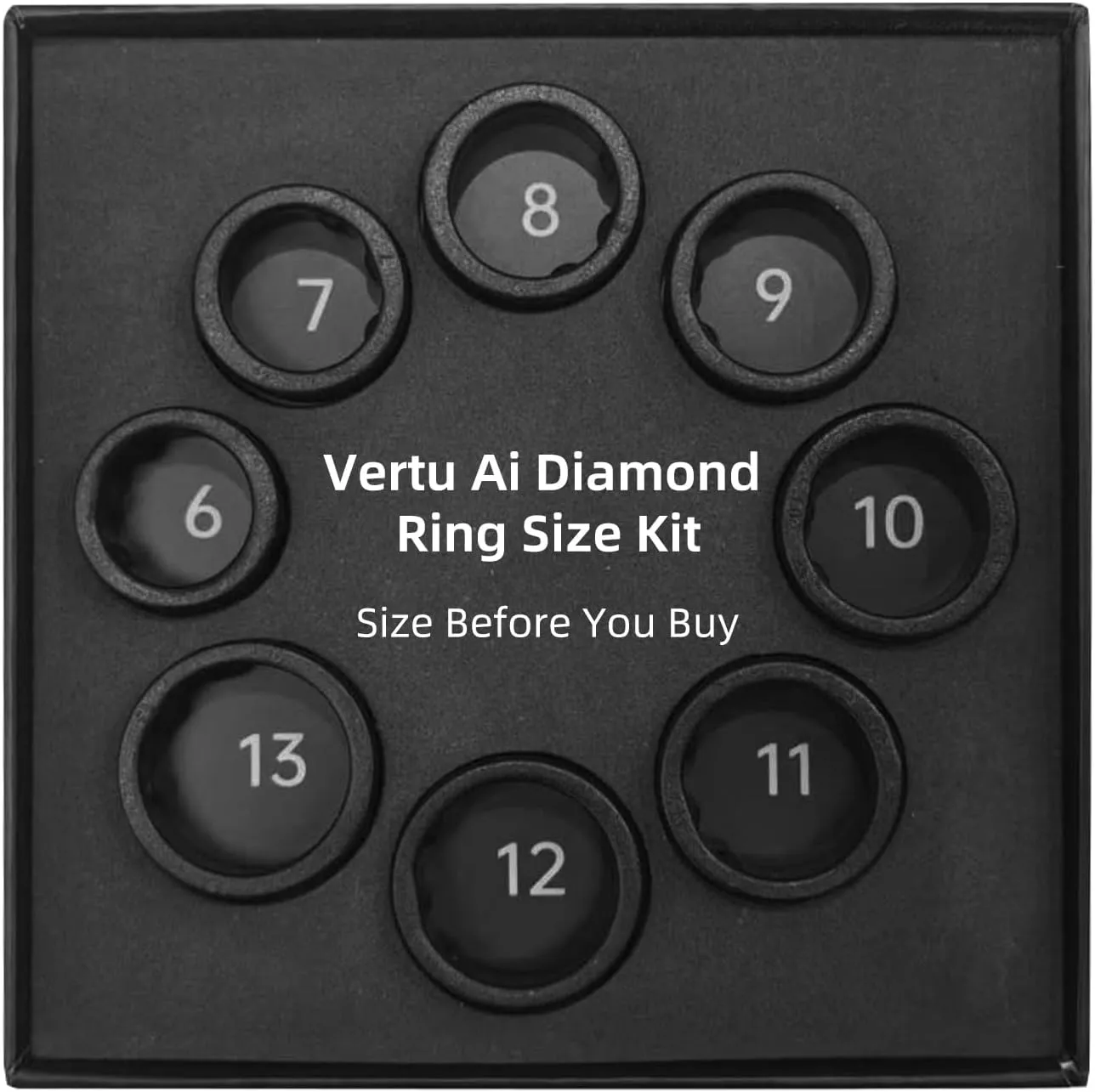 VERTU Smart Ring Ai Diamond Ring for Men/Women, Sleep Tracker - Fitness Monitor - No App Subscription - up to 10 Days Battery (Size Kit, Size Kit)
