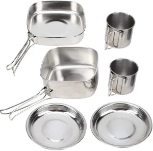 VGEBY 6Pcs/Set Camping Cookware Set, Stainless Steel Outdoor Pot Pan Sets for Backpacking Hiking Picnic