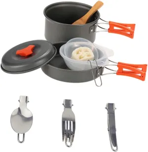 VICASKY 1Set Portable Camping Cookware Lightweight Person Cooking Tools for Space Saving Design for Hiking Picnics BBQ and Camping Activities