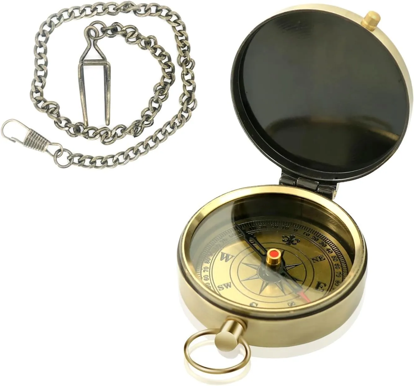 Vintage Brass Pocket Compass for Camping, Hiking, Backpacking, Survival Navigation, Gift for Men, Boys, Scouts by Royal Replica