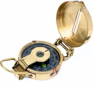 Vintage Old Style Military Compass Nautical Pocket Shiny Brass Navigational Instrument Pocket Compass | Engraved Gift for Husband, Son, Scouts, Camping, Hiking