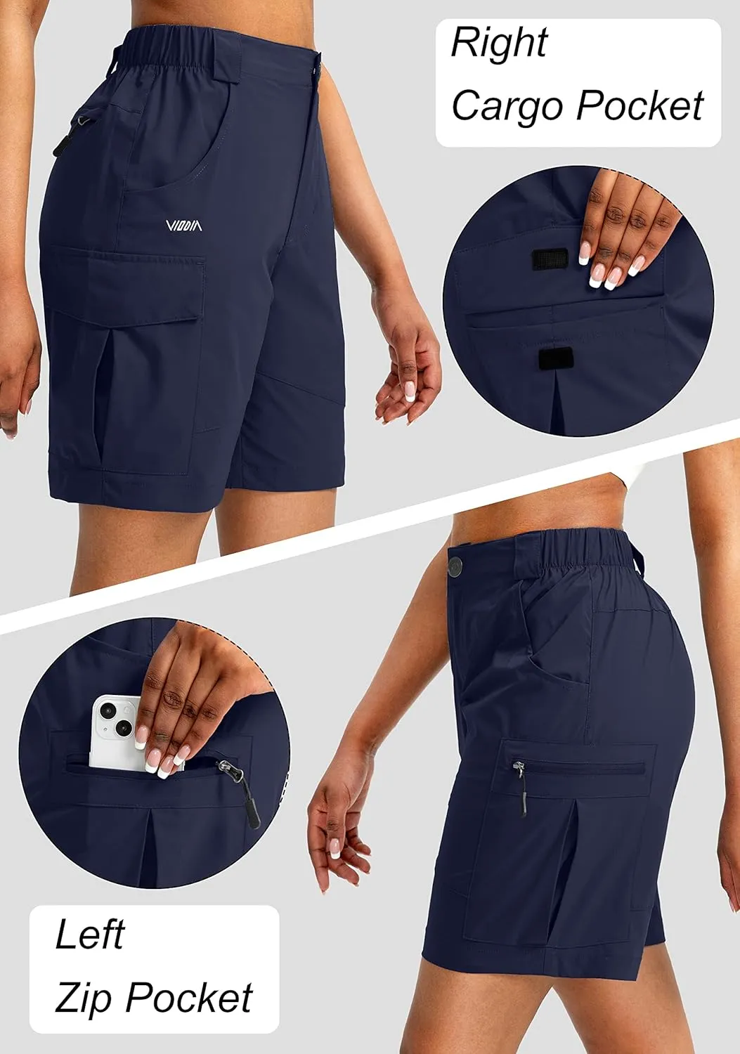 Viodia Women's 7" Hiking Cargo Shorts with Pockets Quick Dry Lightweight Shorts for Women Golf Casual Summer Shorts