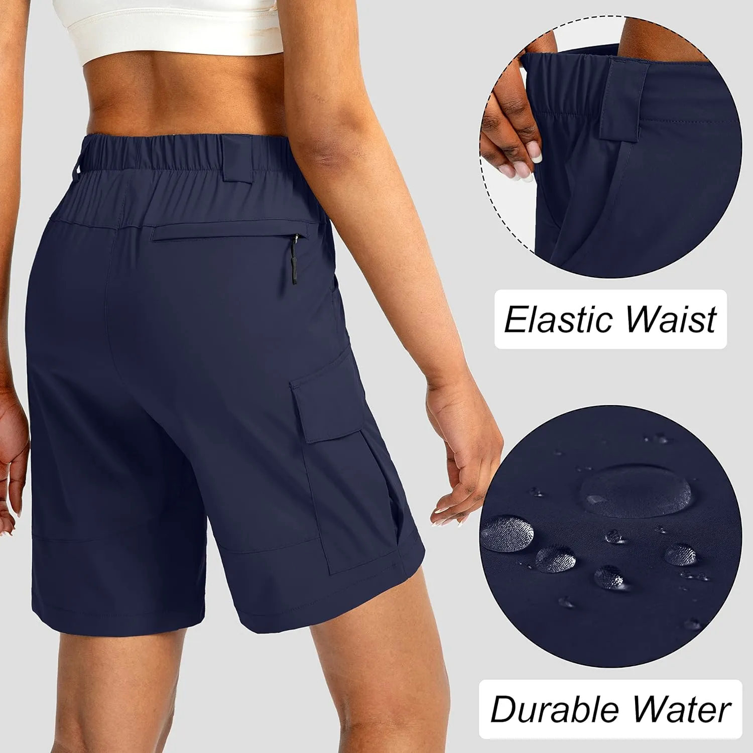 Viodia Women's 7" Hiking Cargo Shorts with Pockets Quick Dry Lightweight Shorts for Women Golf Casual Summer Shorts