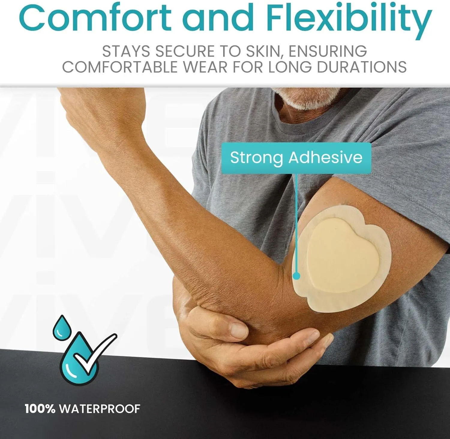 ViveCare Sacral Silicone Foam Dressing 7x7 With Border Adhesive - Bed Sore Bandage - Silicone Bordered Sacral Pad - Pressure Sore & Ulcer Patches (5 Pack)