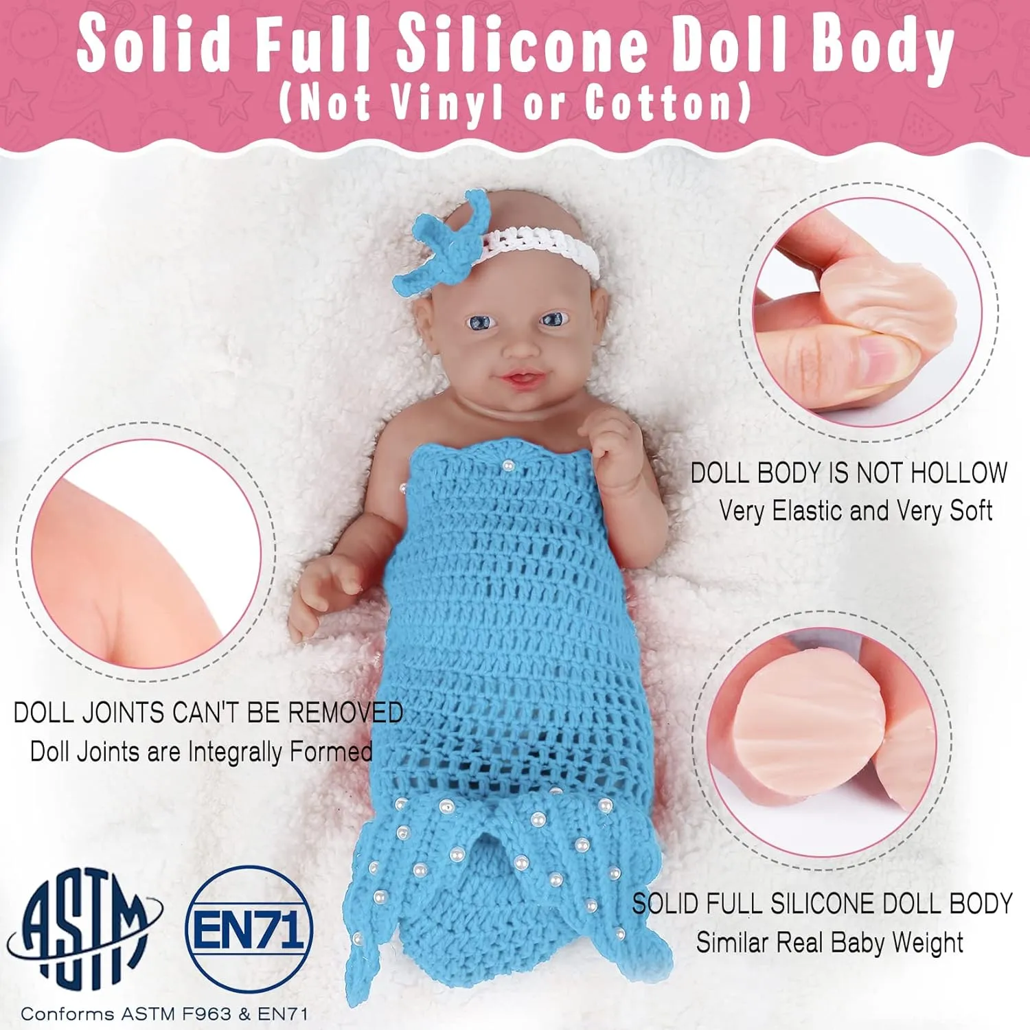 Vollence 18 inch Full Body Silicone Baby Dolls, Not Vinyl Dolls, Soft Silicone Dolls Full Silicone Baby,Collectible Dolls, Baby Gifts, Teaching Dolls - Boy