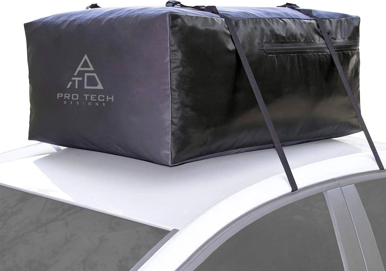Voyager 10 Cubic Feet Waterproof Rooftop Cargo Roof Bag, No Roof Rack Needed UV-Protected PVC Semi-Coated Mesh, Welded Seams, Water Seal Zipper, 36" L x 30" W x 16" H, Includes Straps