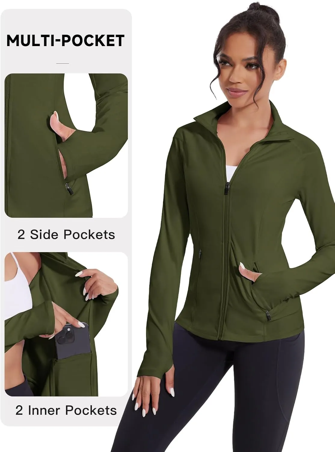 VUTRU Women's Workout Jackets Full Zip Athletic Tops Lightweight Gym Yoga Running Jacket with Pockets