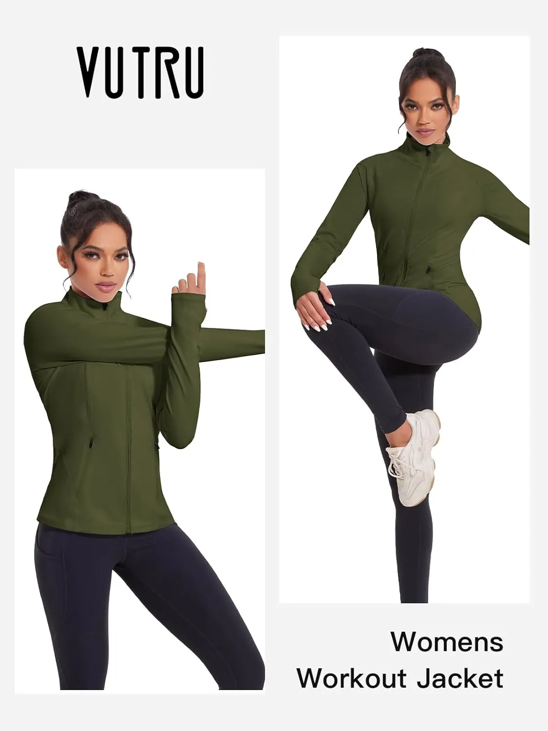 VUTRU Women's Workout Jackets Full Zip Athletic Tops Lightweight Gym Yoga Running Jacket with Pockets