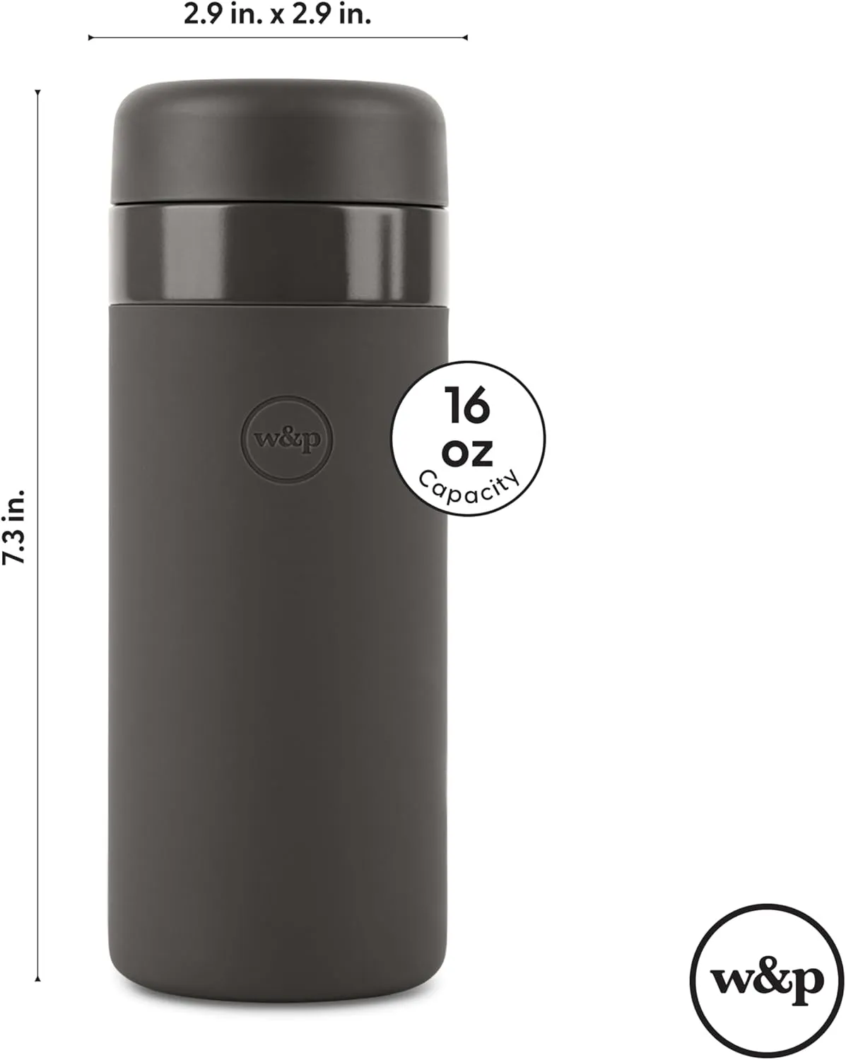 W&P Porter Insulated Bottle 16 oz | Clean Taste Ceramic Coating for Water, Coffee, & Tea | Wide Mouth Vacuum Insulated | Dishwasher Safe, Cream