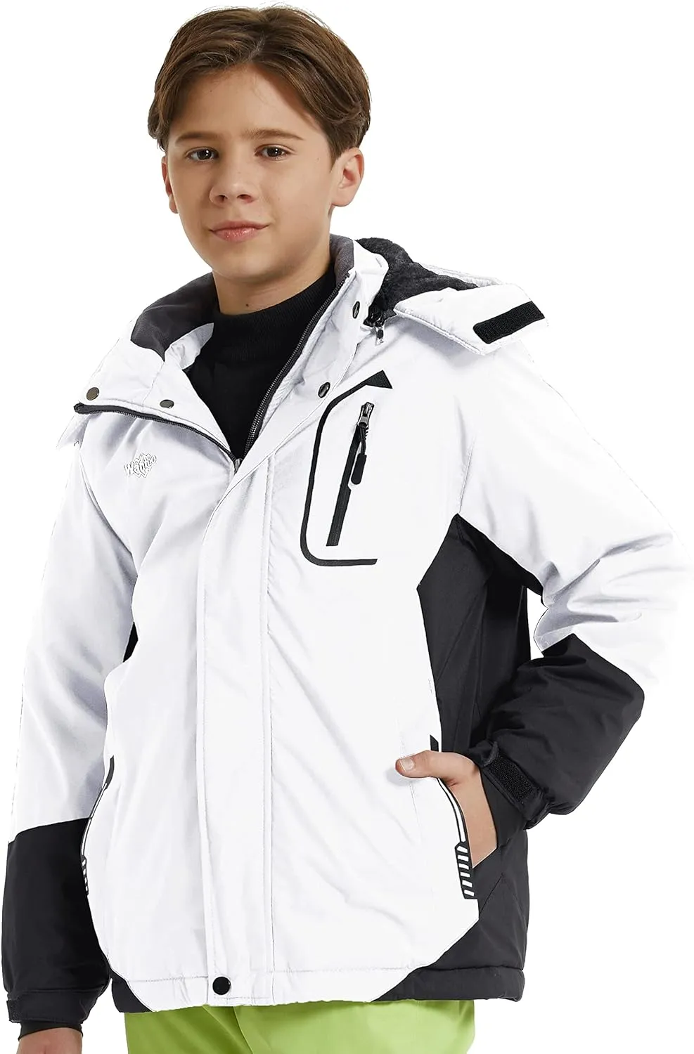 wantdo Boy's Ski Jacket Warm Fleece Winter Coat Waterproof Snow Jacket Rain Coat